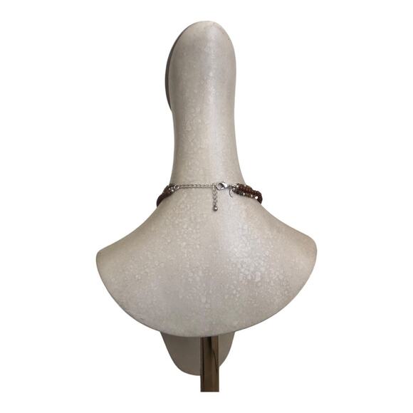 Vintage Premier Designs Eye Tiger Silver Tone Brown Beaded Medallion Necklace - Picture 4 of 10